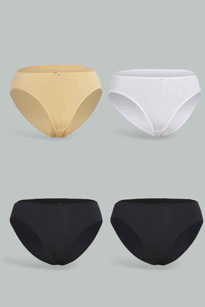 Redtag-PLUS-(PACK-4)---SOLID-HI-LEG,Black,Beige,White,Black-365,-Category:Briefs,-Colour:Assorted,-Deals:New-In,-Dept:Ladieswear,-Filter:Women's-Clothing,-New-In-Women-APL,-Non-Sale,-Section:Women,-Women-Briefs--