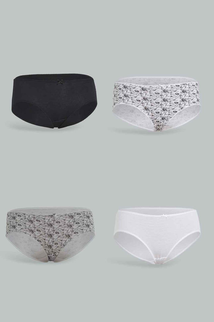 Redtag-PLUS-(PACK-4)---SOLID-BOYLEG,Black,Beige,White,Black-365,-Category:Briefs,-Colour:Assorted,-Deals:New-In,-Dept:Ladieswear,-Filter:Women's-Clothing,-New-In-Women-APL,-Non-Sale,-Section:Women,-Women-Briefs--