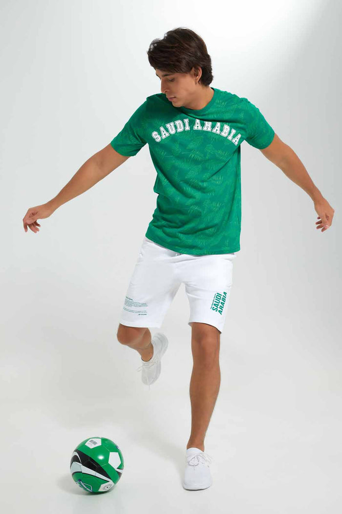 Redtag-KSA-Football-World-Cup-Shorts-Category:Joggers,-Colour:White,-Deals:New-In,-Filter:Men's-Clothing,-Men-Joggers,-New-In-Men-APL,-Non-Sale,-Section:Men,-W22B-Men's-