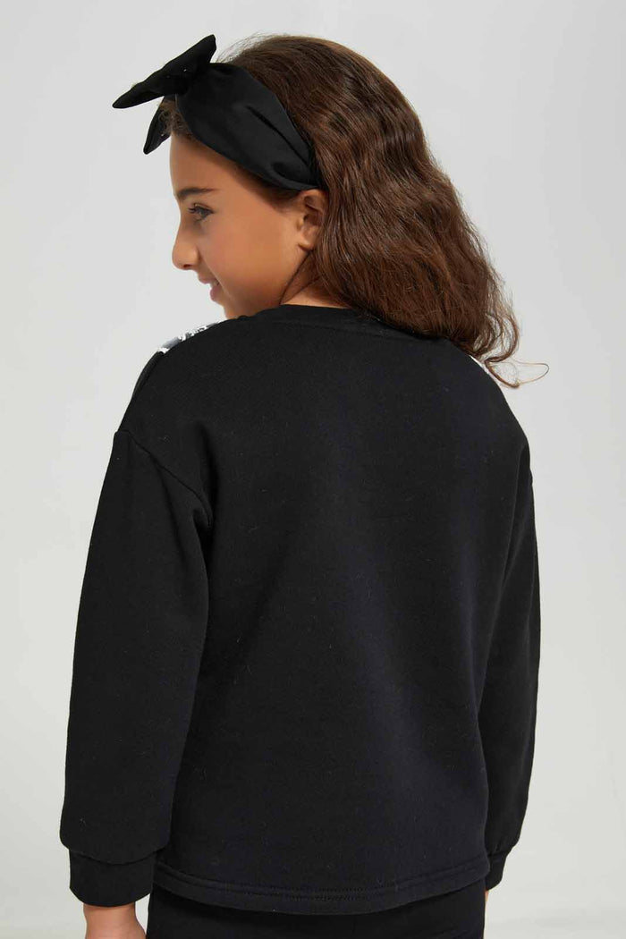 Redtag-Black-L/S-Sweatshirt-With-Lace-Collar-Category:Sweatshirts,-Colour:Black,-Deals:New-In,-Filter:Girls-(2-to-8-Yrs),-GIR-Sweatshirts,-New-In-GIR-APL,-Non-Sale,-Section:Girls-(0-to-14Yrs),-W22B-Girls-2 to 8 Years