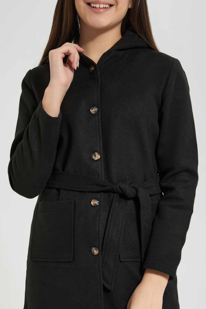 Redtag-Black-Hoody-Melton-Category:Jackets,-Colour:Black,-Deals:New-In,-EHW,-Filter:Senior-Girls-(8-to-14-Yrs),-GSR-Jackets,-New-In-GSR-APL,-Non-Sale,-Section:Girls-(0-to-14Yrs),-W22B-Senior-Girls-9 to 14 Years