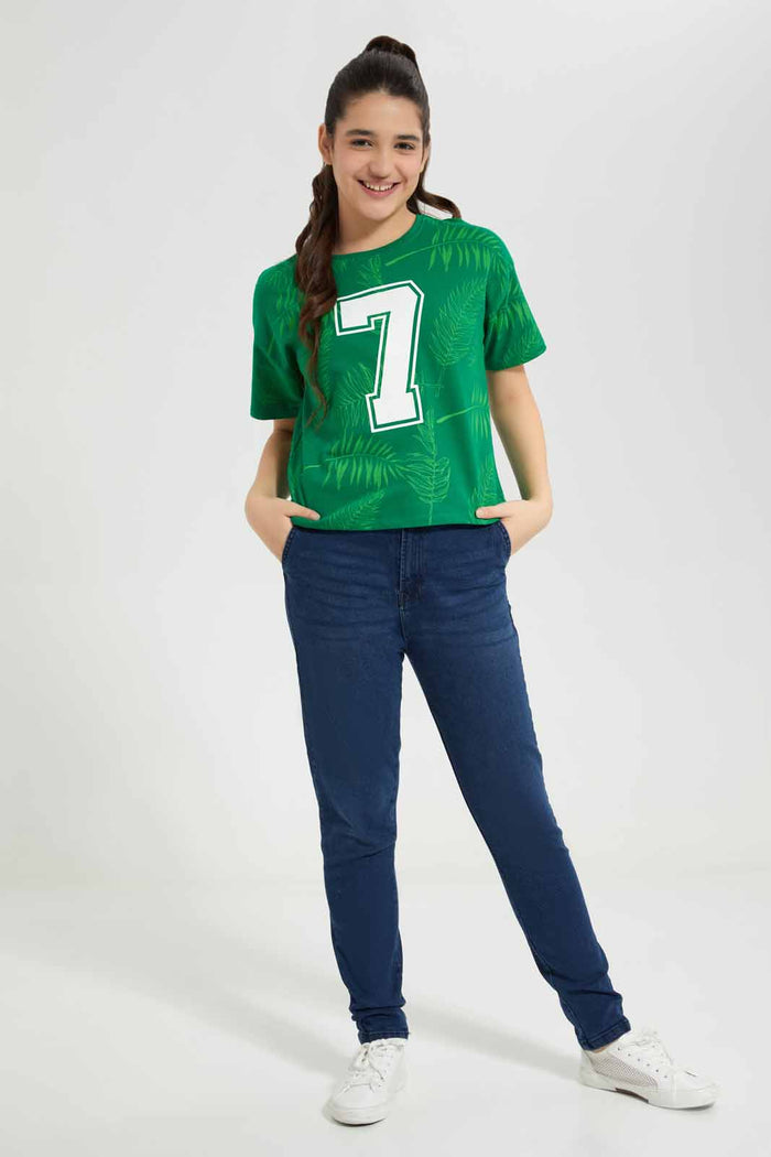 Redtag-Green-Crop-Top-Category:T-Shirts,-Colour:Green,-Deals:New-In,-Filter:Senior-Girls-(8-to-14-Yrs),-FWC,-GSR-T-Shirts,-New-In-GSR-APL,-Non-Sale,-Section:Girls-(0-to-14Yrs),-W22A-Senior-Girls-9 to 14 Years