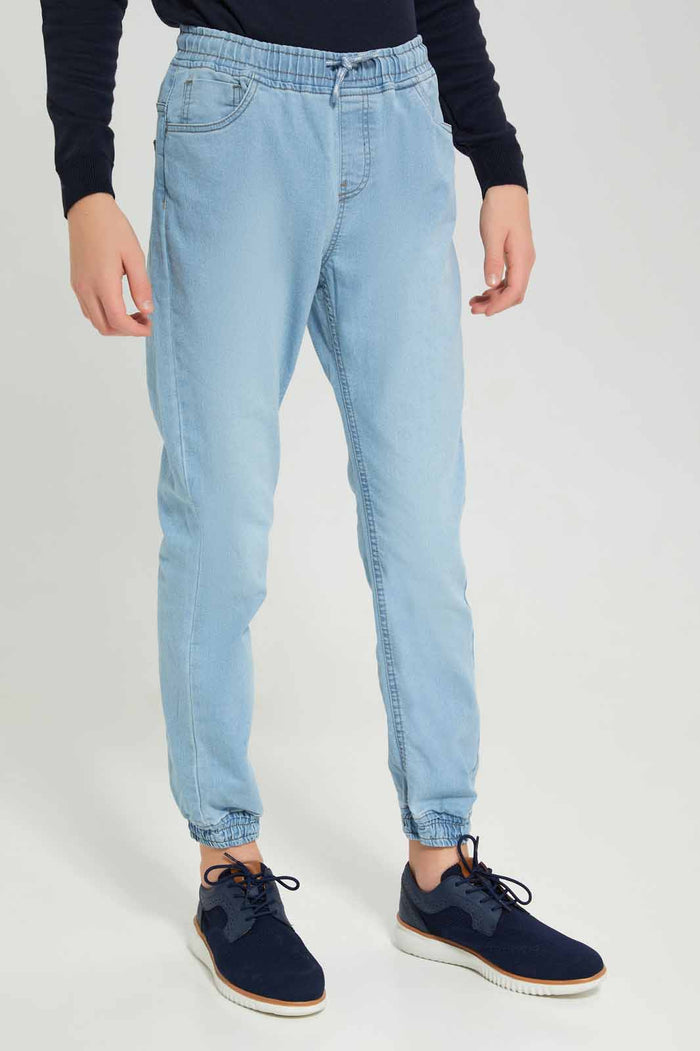 Redtag-Ligth-Wash-Denim-Jogger-BSR-Jeans,-Category:Jeans,-Colour:Light-Wash,-Deals:New-In,-Dept:Boys,-Filter:Senior-Boys-(8-to-14-Yrs),-New-In-BSR-APL,-Non-Sale,-Section:Boys-(0-to-14Yrs),-W22A-Senior-Boys-9 to 14 Years