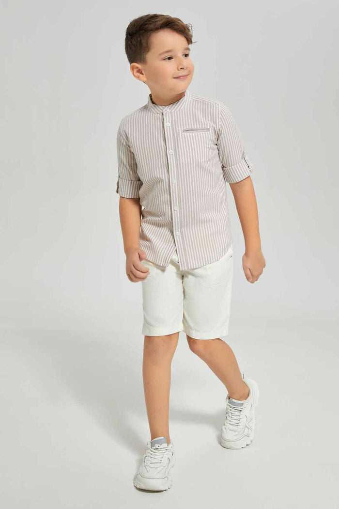 Redtag-Brown-Stripe-Shirt-BOY-Shirts,-Category:Shirts,-Colour:Brown,-Deals:New-In,-Dept:Boys,-Filter:Boys-(2-to-8-Yrs),-New-In-BOY-APL,-Non-Sale,-Section:Boys-(0-to-14Yrs),-TBL,-W22B-Boys-2 to 8 Years