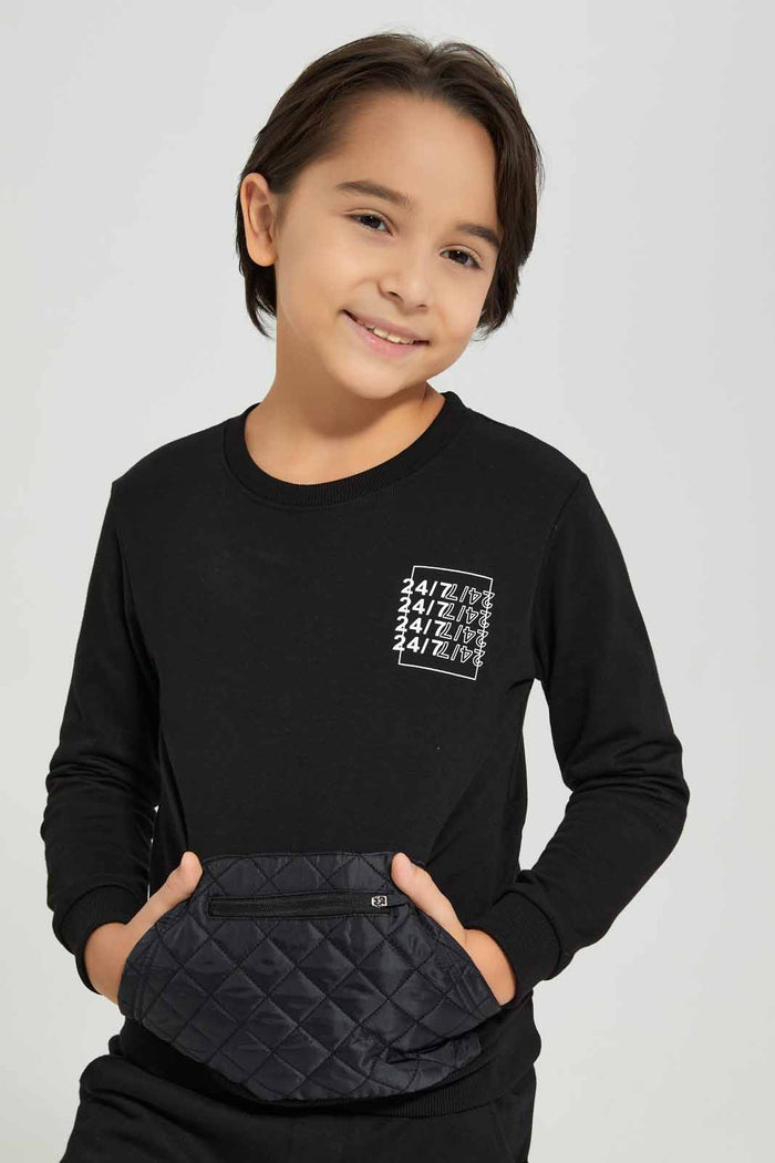 Redtag-Black-Crew-Neck-Kangaroo-Pocket-Jog-Suit-BOY-Jog-Sets,-Category:Jog-Sets,-Colour:Black,-Deals:New-In,-Filter:Boys-(2-to-8-Yrs),-New-In-BOY-APL,-Non-Sale,-Section:Boys-(0-to-14Yrs),-W22B-Boys-2 to 8 Years