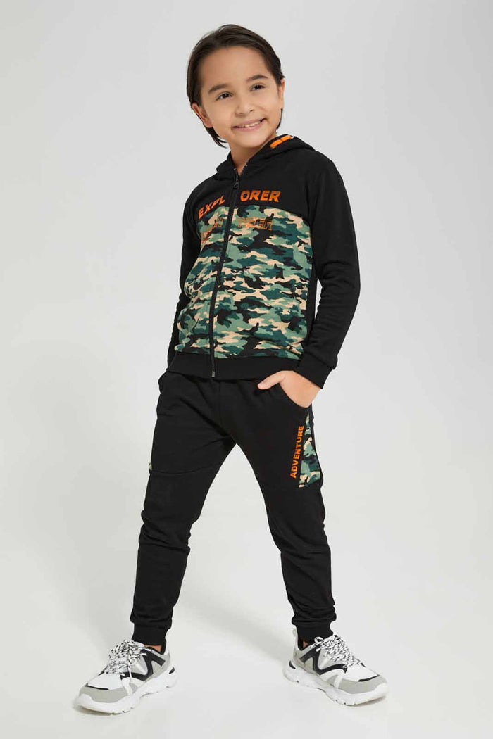 Redtag-Black-Printed-Hooded-Jog-Suit-BOY-Jog-Sets,-Category:Jog-Sets,-Colour:Black,-Deals:New-In,-Filter:Boys-(2-to-8-Yrs),-New-In-BOY-APL,-Non-Sale,-Section:Boys-(0-to-14Yrs),-W22B-Boys-2 to 8 Years