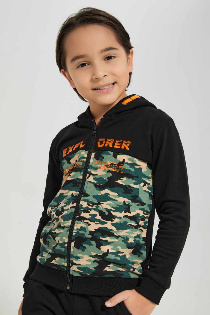 Redtag-Black-Printed-Hooded-Jog-Suit-BOY-Jog-Sets,-Category:Jog-Sets,-Colour:Black,-Deals:New-In,-Filter:Boys-(2-to-8-Yrs),-New-In-BOY-APL,-Non-Sale,-Section:Boys-(0-to-14Yrs),-W22B-Boys-2 to 8 Years