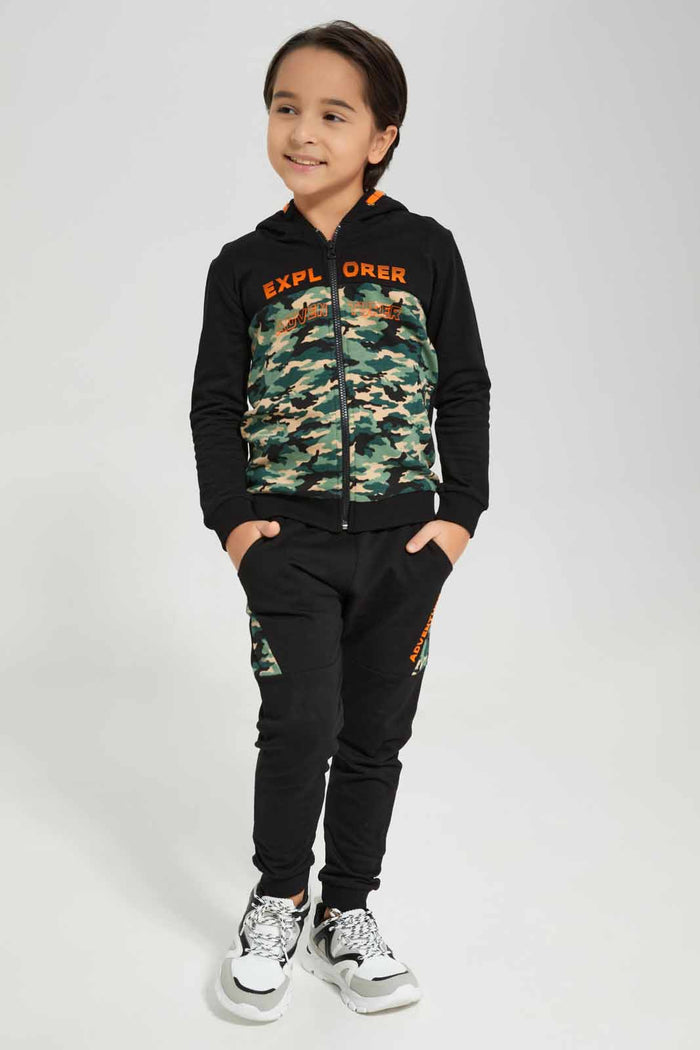 Redtag-Black-Printed-Hooded-Jog-Suit-BOY-Jog-Sets,-Category:Jog-Sets,-Colour:Black,-Deals:New-In,-Filter:Boys-(2-to-8-Yrs),-New-In-BOY-APL,-Non-Sale,-Section:Boys-(0-to-14Yrs),-W22B-Boys-2 to 8 Years