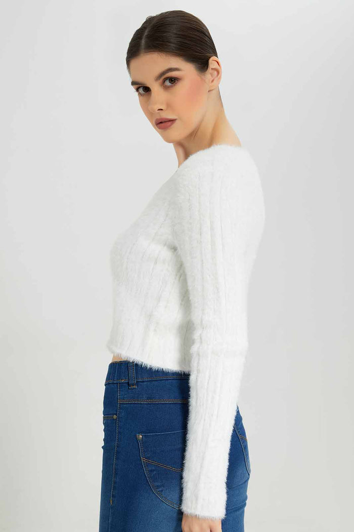 Redtag-Ivory-V-Neck-Eyelash-Knit-Pullover-Category:Pullovers,-Colour:Ivory,-Deals:New-In,-Dept:Ladieswear,-EHW,-Filter:Women's-Clothing,-New-In-Women-APL,-Non-Sale,-Section:Women,-W22B,-Women-Pullovers-Women's-
