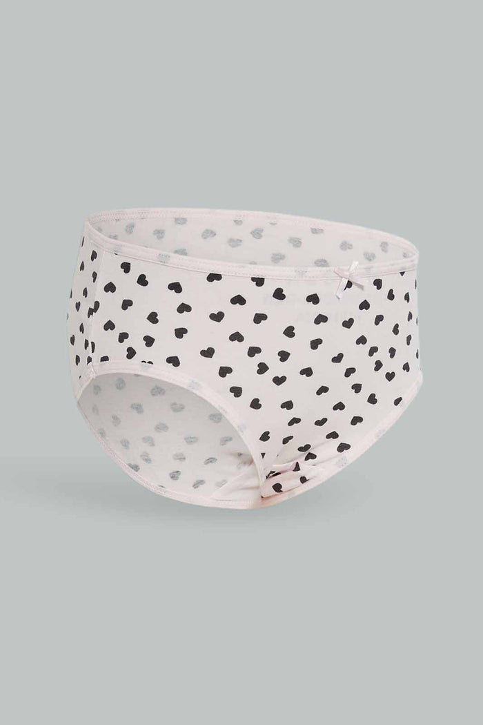 Redtag-Girls-5Pk-Brief-Hearts---Pink/White-365,-Category:Briefs,-Colour:Apricot,-Deals:New-In,-Dept:Girls,-ESS,-Filter:Girls-(2-to-8-Yrs),-GIR-Briefs,-New-In-GIR-APL,-Non-Sale,-Section:Girls-(0-to-14Yrs)-Girls-2 to 8 Years