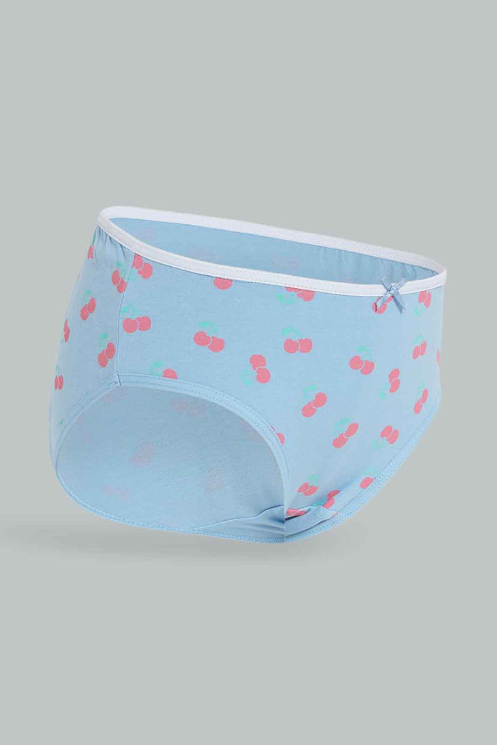 Redtag-Girls-5Pk-Brief-Cherries---Blue,-Pinks-365,-Category:Briefs,-Colour:Apricot,-Deals:New-In,-ESS,-Filter:Girls-(2-to-8-Yrs),-GIR-Briefs,-New-In-GIR-APL,-Non-Sale,-Section:Girls-(0-to-14Yrs)-Girls-2 to 8 Years