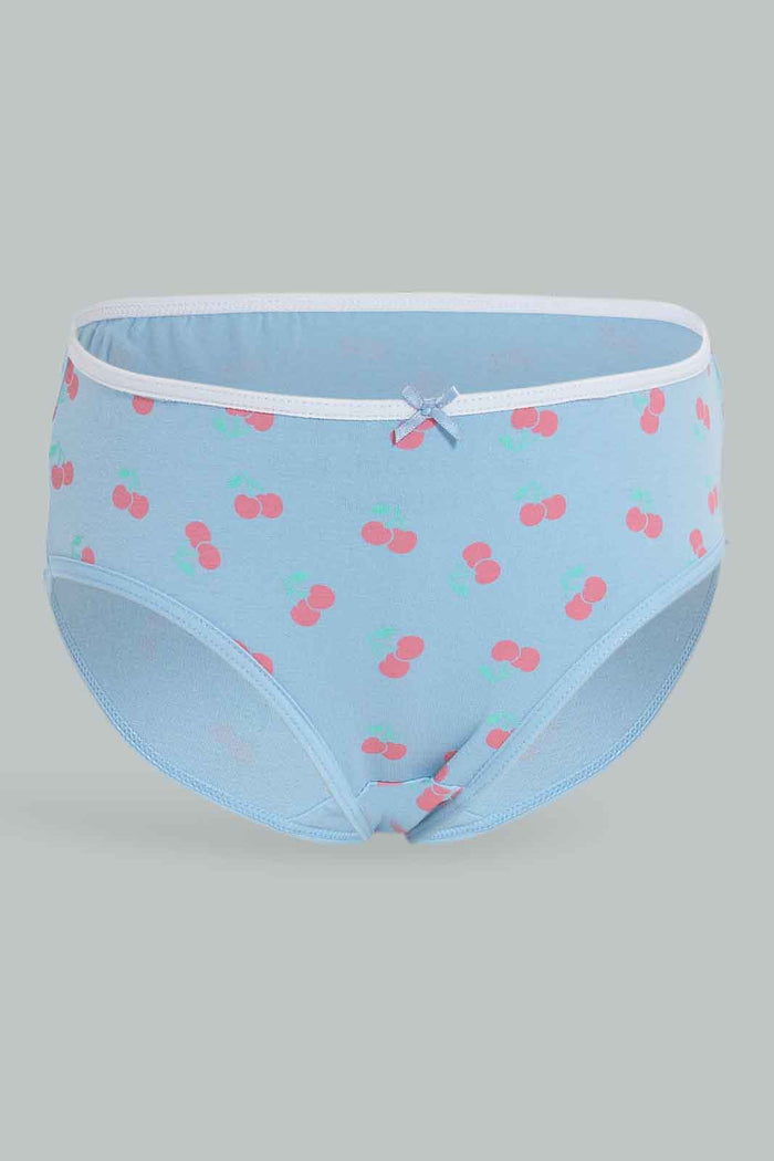 Redtag-Girls-5Pk-Brief-Cherries---Blue,-Pinks-365,-Category:Briefs,-Colour:Apricot,-Deals:New-In,-ESS,-Filter:Girls-(2-to-8-Yrs),-GIR-Briefs,-New-In-GIR-APL,-Non-Sale,-Section:Girls-(0-to-14Yrs)-Girls-2 to 8 Years