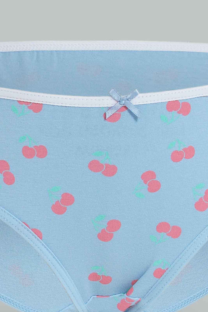 Redtag-Girls-5Pk-Brief-Cherries---Blue,-Pinks-365,-Category:Briefs,-Colour:Apricot,-Deals:New-In,-ESS,-Filter:Girls-(2-to-8-Yrs),-GIR-Briefs,-New-In-GIR-APL,-Non-Sale,-Section:Girls-(0-to-14Yrs)-Girls-2 to 8 Years