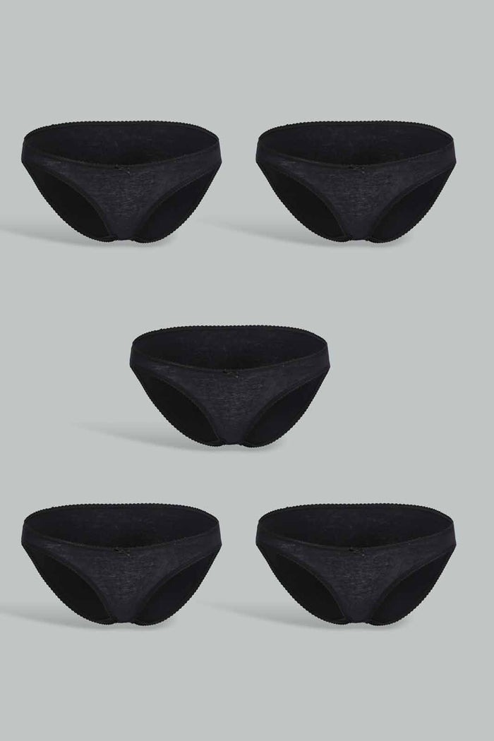 Redtag-Women-Black-Plain-Bikini-Briefs-(5-Pack)-365,-Category:Briefs,-Colour:Black,-Deals:New-In,-Filter:Women's-Clothing,-New-In-Women-APL,-Non-Sale,-Section:Women,-Women-Briefs--