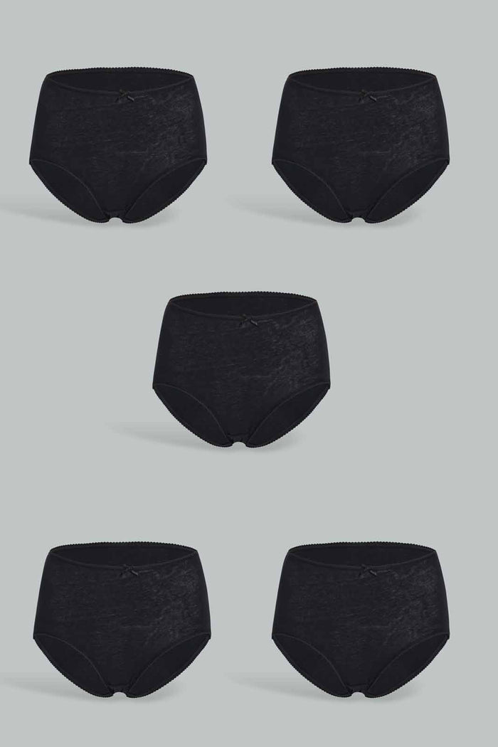 Redtag-Women-Black-Plain-Full-Brief-(5-Pack)-365,-Category:Briefs,-Colour:Black,-Deals:New-In,-Filter:Women's-Clothing,-New-In-Women-APL,-Non-Sale,-Section:Women,-Women-Briefs--