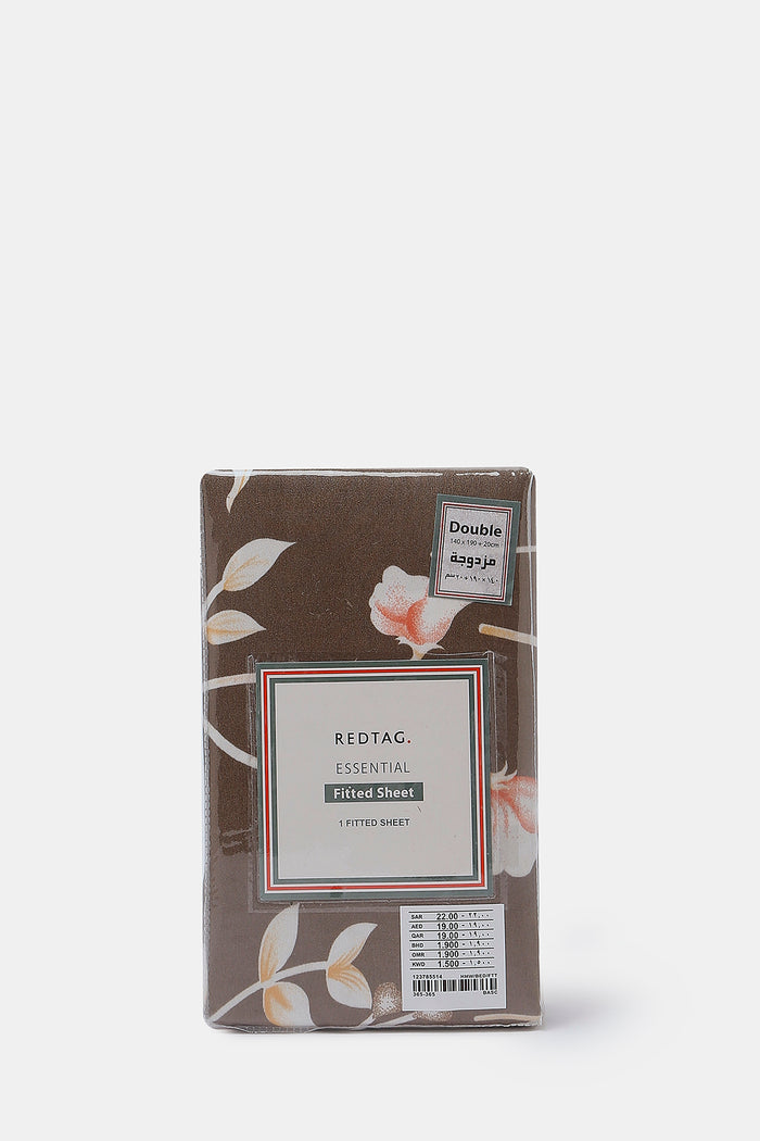 Redtag-Brown-Printed-Fitted-Sheet-(Double-Size)-365,-Category:Fitted-Sheets,-Colour:Brown,-Deals:2-FOR-37,-Deals:New-In,-Dept:Home,-Filter:Home-Bedroom,-HMW-BED-Fitted-Sheets,-New-In-HMW-BED,-Non-Sale,-Section:Homewares-Home-Bedroom-