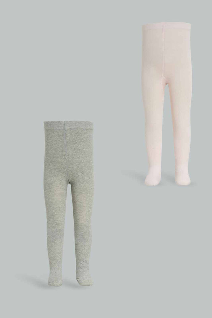 Redtag-Girls-2-Pack--Pink-&-Grey-Melange-Stocking-365,-Category:Tights,-Colour:Assorted,-Deals:New-In,-Dept:Girls,-Filter:Girls-(2-to-8-Yrs),-GIR-Tights,-New-In-GIR-APL,-Non-Sale,-Section:Girls-(0-to-14Yrs)-Girls-2 to 8 Years