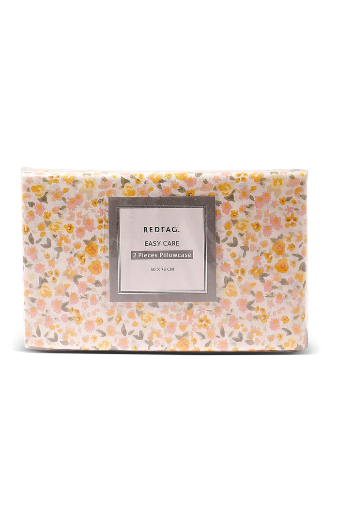 Redtag-Yellow-2-Pc-Floral-Print-Pillowcase
(Single-Size)-Category:Pillowcases,-Colour:Yellow,-Deals:New-In,-Dept:Home,-Filter:Home-Bedroom,-HMW-BED-Pillowcases,-New-In-HMW-BED,-Non-Sale,-S23A,-Section:Homewares-Home-Bedroom-