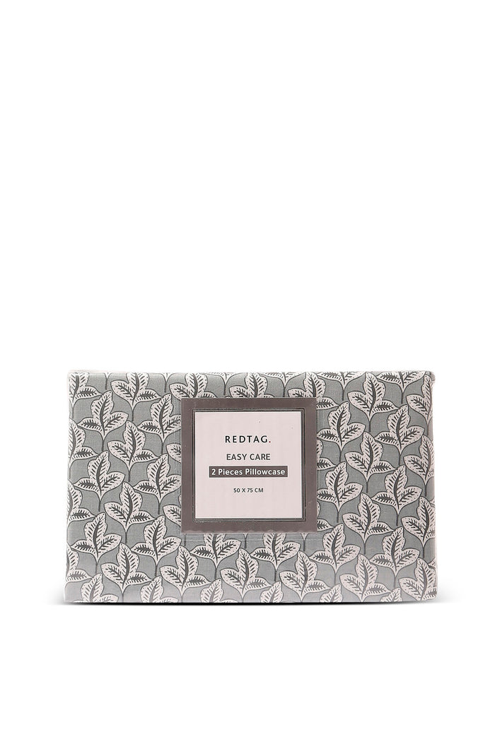 Redtag-Grey-2-Pc-Leaves-Print-Pillowcase-Category:Pillowcases,-Colour:Grey,-Deals:New-In,-Dept:Home,-Filter:Home-Bedroom,-HMW-BED-Pillowcases,-New-In-HMW-BED,-Non-Sale,-S23A,-Section:Homewares-Home-Bedroom-