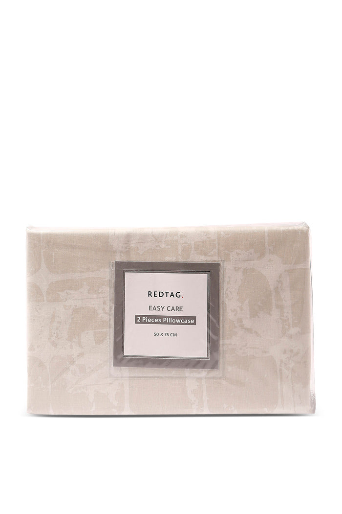 Redtag-Beige-2-Pc-Print-Pillowcase-Category:Pillowcases,-Colour:Beige,-Deals:New-In,-Dept:Home,-Filter:Home-Bedroom,-HMW-BED-Pillowcases,-New-In-HMW-BED,-Non-Sale,-S23A,-Section:Homewares-Home-Bedroom-