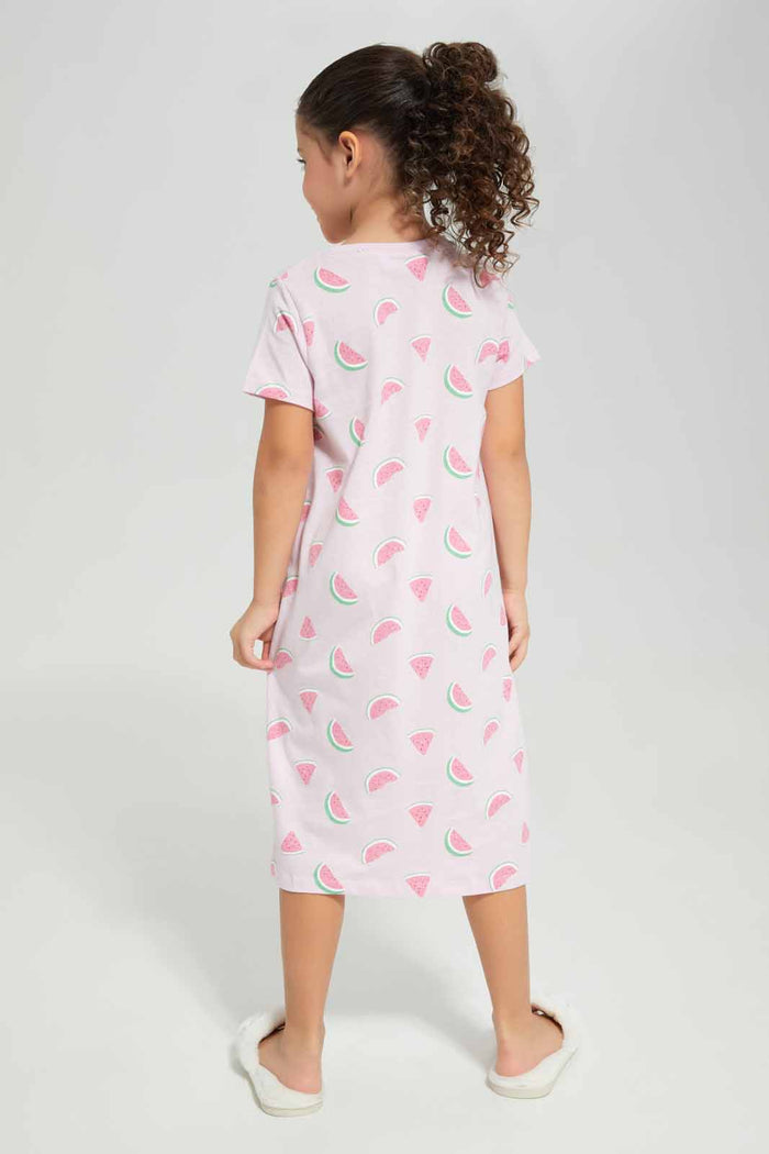 Redtag-Girls-Night-Shirt-â€“-Watermelon-Category:Nightshirts,-Colour:Apricot,-Deals:New-In,-Filter:Girls-(2-to-8-Yrs),-GIR-Nightshirts,-New-In-GIR-APL,-Non-Sale,-Section:Girls-(0-to-14Yrs),-W22B-Girls-2 to 8 Years