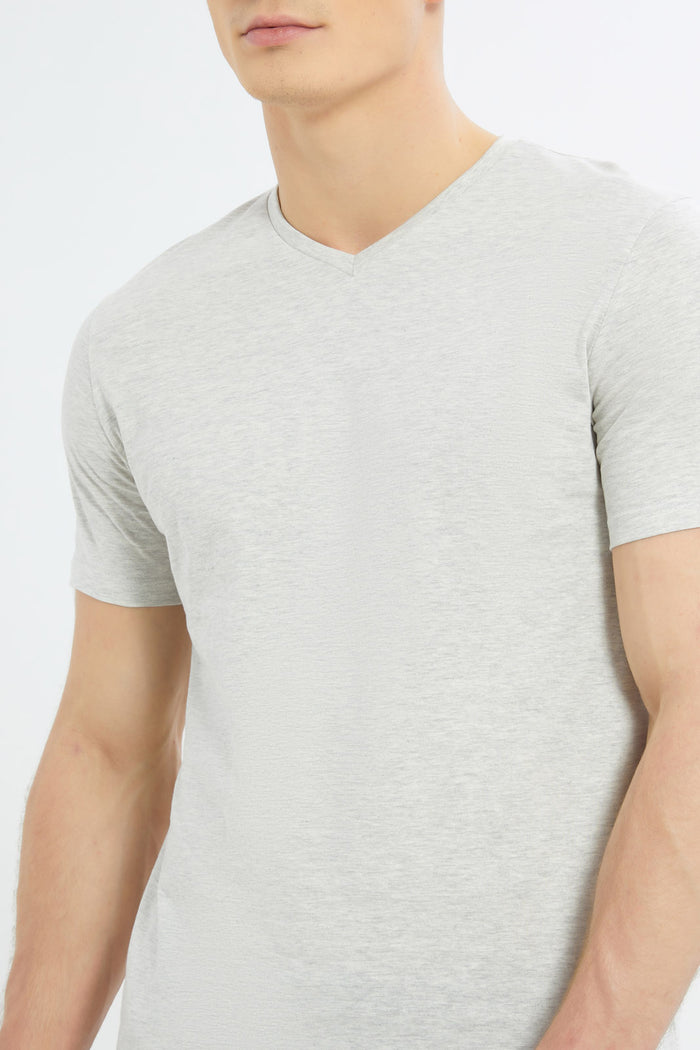 Redtag-Men-Ecru-V-Neck-T-Shirt-Category:T-Shirts,-Colour:Ecru,-Deals:2-FOR-37,-Deals:New-In,-Dept:Menswear,-Filter:Men's-Clothing,-Men-T-Shirts,-New-In-Men-APL,-Non-Sale,-S23B,-Section:Men,-TBL-Men's-