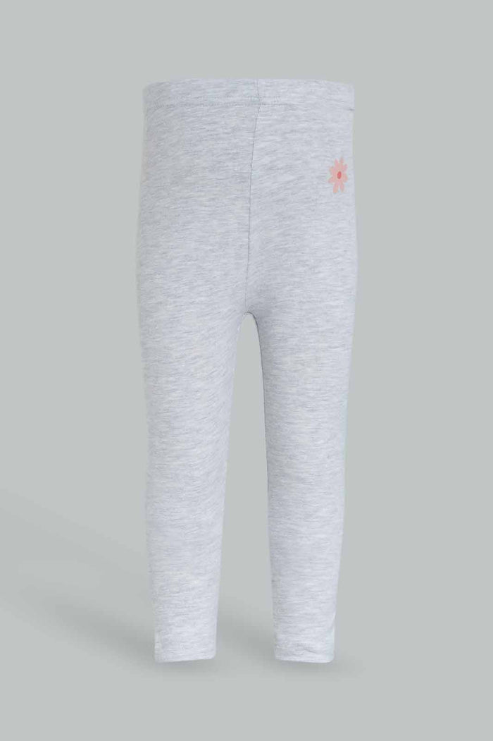 Redtag-Girls-Grey-Melange-Solid-Legging-Category:Leggings,-Colour:Grey,-Deals:New-In,-Dept:Girls,-Filter:Infant-Girls-(3-to-24-Mths),-ING-Leggings,-New-In-ING-APL,-Non-Sale,-S23A,-Section:Girls-(0-to-14Yrs),-TBL-Infant-Girls-3 to 24 Months