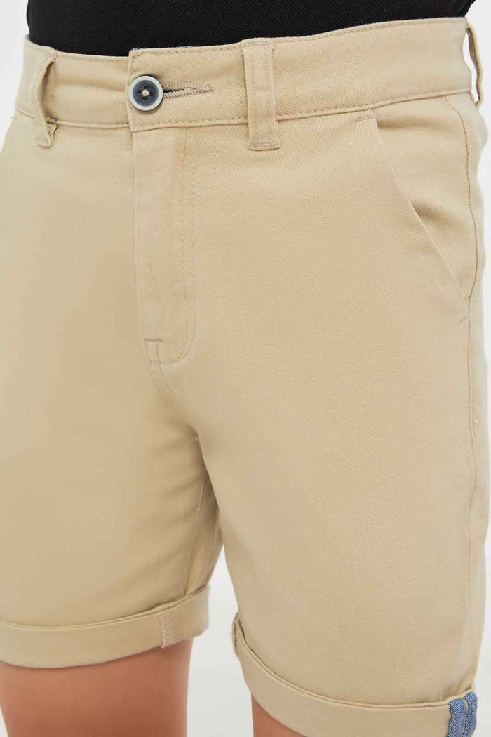 Redtag-Boys-Beige-Chino-Shorts-BOY-Shorts,-Category:Shorts,-Colour:Beige,-Deals:New-In,-Dept:Boys,-Filter:Boys-(2-to-8-Yrs),-New-In-BOY-APL,-Non-Sale,-S23C,-Section:Boys-(0-to-14Yrs),-VLM-Boys-2 to 8 Years