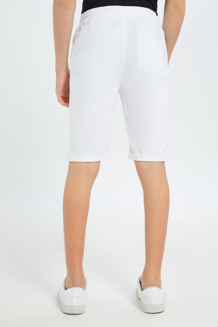 Redtag-Boys-White-Pull-On-Trouser-Short-BSR-Shorts,-BTS,-Category:Shorts,-Colour:White,-Deals:New-In,-Dept:Boys,-Filter:Senior-Boys-(8-to-14-Yrs),-New-In-BSR-APL,-Non-Sale,-S23B,-Section:Boys-(0-to-14Yrs),-TBL-Senior-Boys-9 to 14 Years