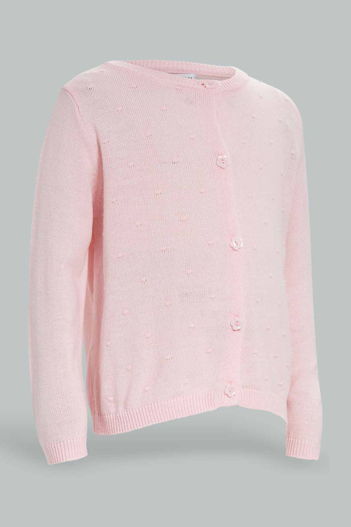 Redtag-Girls-Babypink-Solid-Knit-Cardigan-Category:Cardigans,-Colour:Apricot,-Deals:New-In,-Dept:Girls,-Filter:Infant-Girls-(3-to-24-Mths),-ING-Cardigans,-New-In-ING-APL,-Non-Sale,-S23A,-Section:Girls-(0-to-14Yrs)-Infant-Girls-