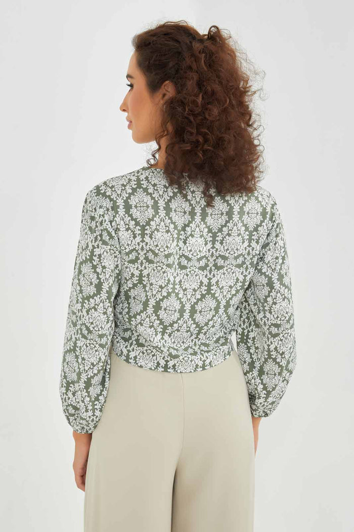 Redtag-Women-Ruched-Front-Crop-Blouse-Print-Category:Blouses,-Colour:Assorted,-Deals:New-In,-Dept:Ladieswear,-Filter:Women's-Clothing,-New-In-Women-APL,-Non-Sale,-S23A,-Section:Women,-Women-Blouses-Women's-