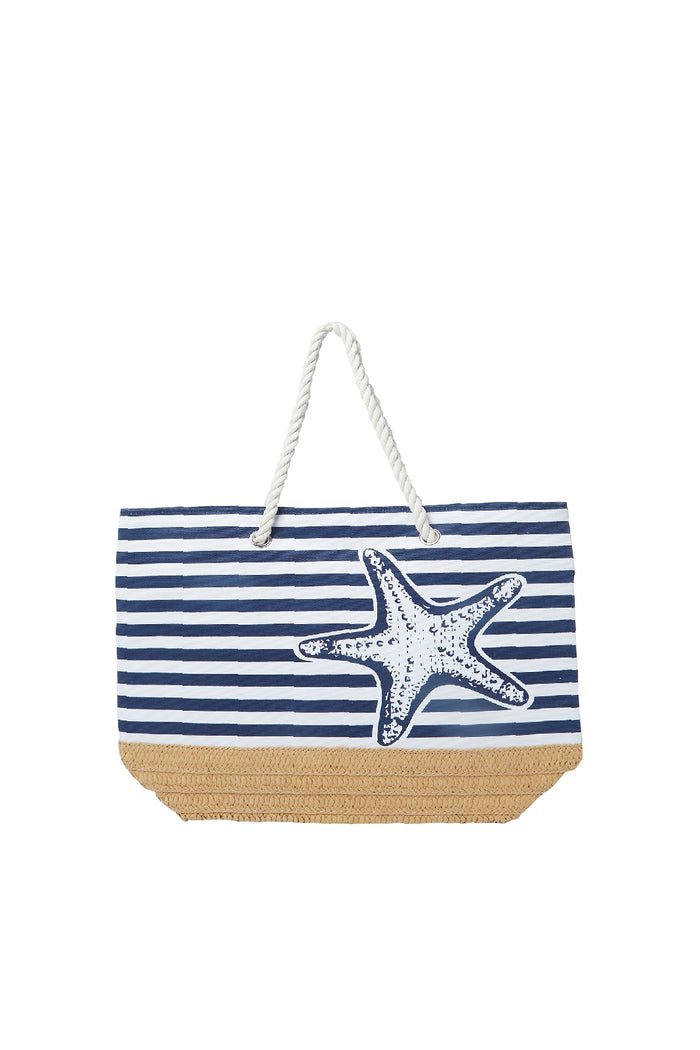 Redtag-Anvy-And-White-Stripe-Beach-Bag-Category:Bags,-Colour:Assorted,-Dept:Ladieswear,-Filter:Women's-Accessories,-New-In,-New-In-Women-ACC,-Non-Sale,-S23A,-Section:Women,-Women-Bags-Women-
