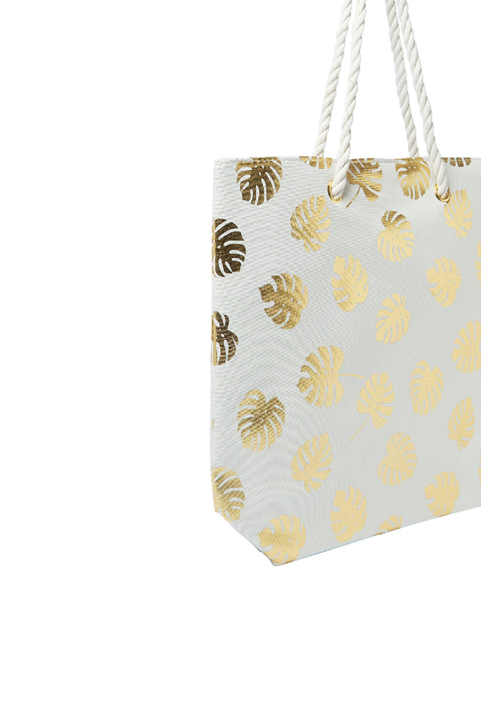 Redtag-Gold-Leave-Printed-Beach-Bag-Category:Bags,-Colour:Assorted,-Dept:Ladieswear,-Filter:Women's-Accessories,-New-In,-New-In-Women-ACC,-Non-Sale,-S23A,-Section:Women,-Women-Bags-Women-