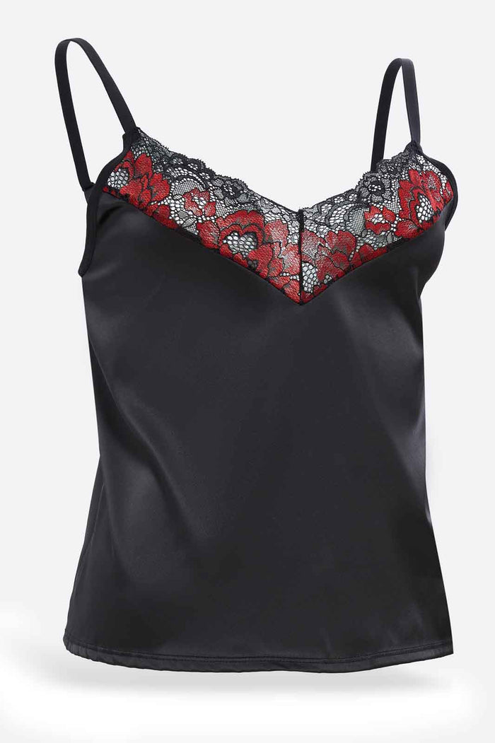 Redtag-Women-Black-Color-With-Lace-Cami-Set-Category:Cami-Sets,-Colour:Black,-Deals:New-In,-Dept:Ladieswear,-Filter:Women's-Clothing,-New-In-Women-APL,-Non-Sale,-S23A,-Section:Women,-Women-Cami-Sets--