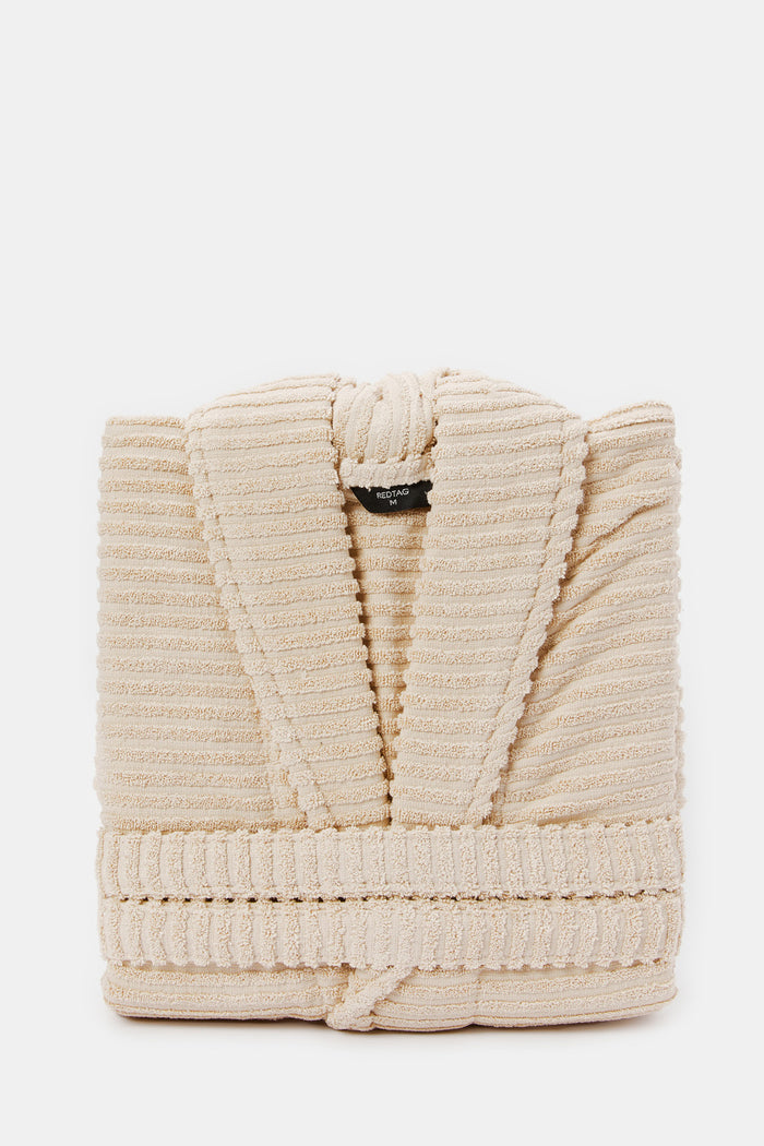 Redtag-Women-Beige-Ribbed-Bathrobe-Category:Robes,-Colour:Beige,-Deals:New-In,-Filter:Home-Bathroom,-H1:HMW,-H2:BAC,-H3:RBS,-H4:RBS,-HMW-BAC-Robes,-HMWBACRBSRBS,-New-In-HMW-BAC,-Non-Sale,-ProductType:Bathrobes,-S23A,-Season:S23A,-Section:Homewares,-Style:PREMIUM-Home-Bathroom-