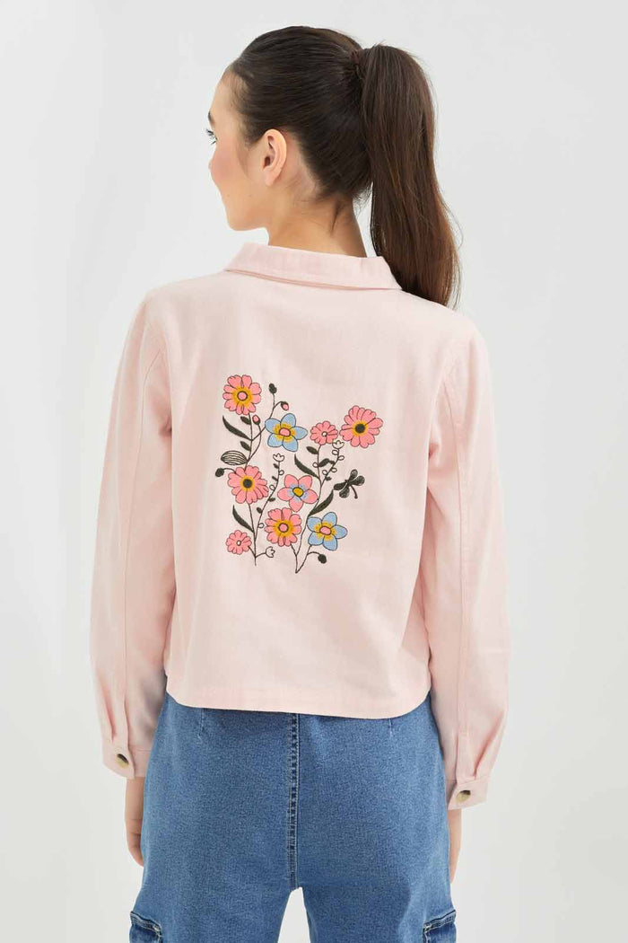 Redtag-Girls-Pink-Embroidered-Jackets-Category:Jackets,-Colour:Apricot,-Deals:New-In,-Dept:Girls,-Filter:Senior-Girls-(8-to-14-Yrs),-GSR-Jackets,-New-In-GSR-APL,-Non-Sale,-S23A,-Section:Girls-(0-to-14Yrs)-Senior-Girls-9 to 14 Years