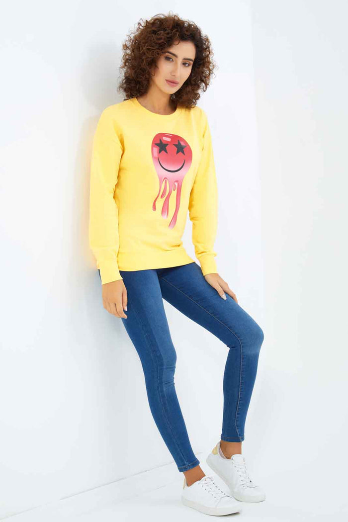 Redtag-Women-Yellow-Emoji-Printed-Sweatshirt-Category:Sweatshirts,-Colour:Yellow,-Deals:New-In,-Dept:Ladieswear,-Filter:Women's-Clothing,-New-In-Women-APL,-Non-Sale,-S23A,-Section:Women,-TBL,-Women-Sweatshirts-Women's-