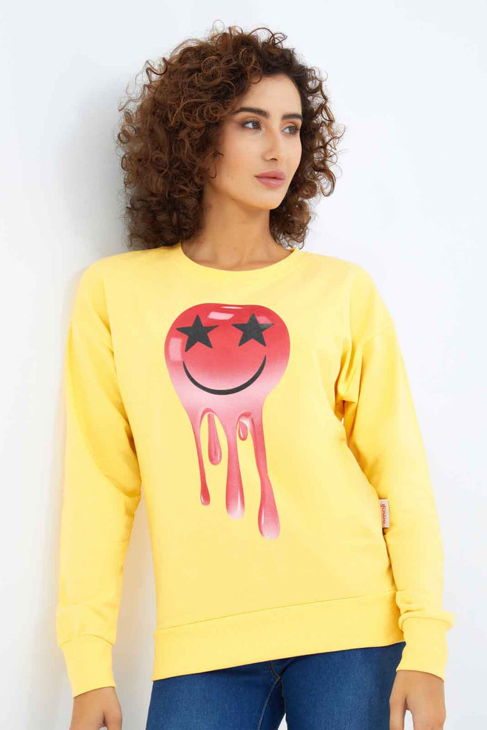 Redtag-Women-Yellow-Emoji-Printed-Sweatshirt-Category:Sweatshirts,-Colour:Yellow,-Deals:New-In,-Dept:Ladieswear,-Filter:Women's-Clothing,-New-In-Women-APL,-Non-Sale,-S23A,-Section:Women,-TBL,-Women-Sweatshirts-Women's-