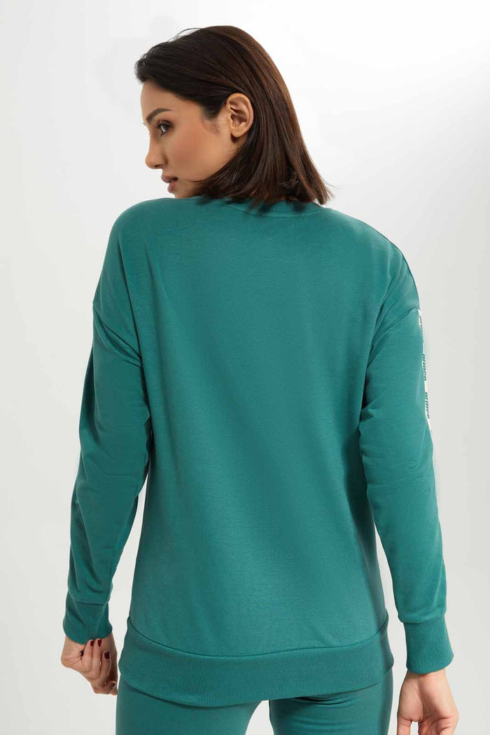 Redtag-Women-Green-Prince-Print-Long-Sleeve-Sweatshirt-With-Side-Tape-Category:Sweatshirts,-Colour:Green,-Deals:New-In,-Dept:Ladieswear,-FF,-Filter:Women's-Clothing,-New-In-Women-APL,-Non-Sale,-S23A,-Section:Women,-Women-Sweatshirts-Women's-