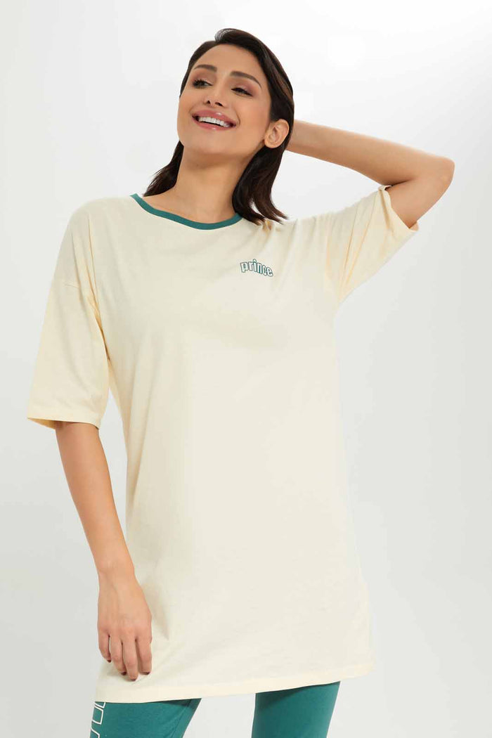 Redtag-Women-Ivory-Prince-Print-Long-Line-Active-T-Shirt-Category:T-Shirts,-Colour:Ivory,-Deals:New-In,-Dept:Ladieswear,-FF,-Filter:Women's-Clothing,-New-In-Women-APL,-Non-Sale,-S23A,-Section:Women,-Women-T-Shirts-Women's-