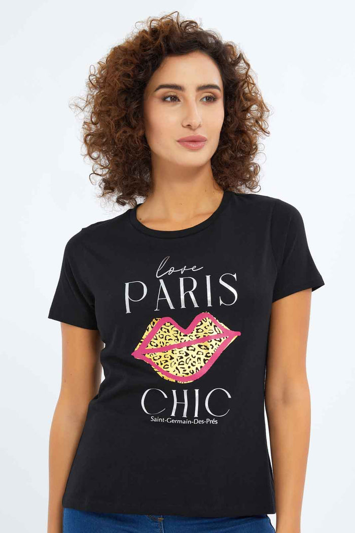 Redtag-Women-Black-Photographic-Print-T-Shirt-Category:T-Shirts,-Colour:Black,-Deals:New-In,-Dept:Ladieswear,-Filter:Women's-Clothing,-New-In-Women-APL,-Non-Sale,-S23A,-Section:Women,-TBL,-Women-T-Shirts-Women's-