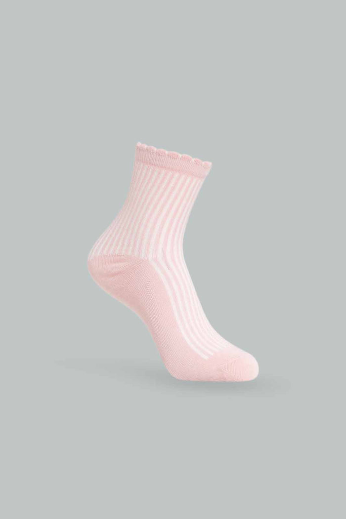 Redtag-Girls-3Pk-Rib-Socks---Pink-365,-Category:Socks,-Colour:Apricot,-Deals:New-In,-Dept:Girls,-Filter:Girls-(2-to-8-Yrs),-GIR-Socks,-New-In-GIR-APL,-Non-Sale,-Section:Girls-(0-to-14Yrs)-Girls-2 to 8 Years