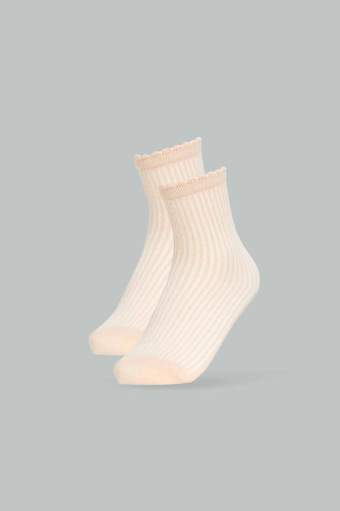 Redtag-Girls-3Pk-Rib-Socks---Pink-365,-Category:Socks,-Colour:Apricot,-Deals:New-In,-Dept:Girls,-Filter:Girls-(2-to-8-Yrs),-GIR-Socks,-New-In-GIR-APL,-Non-Sale,-Section:Girls-(0-to-14Yrs)-Girls-2 to 8 Years