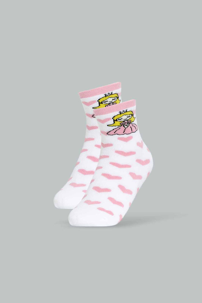 Redtag-Girls-1Pk-Sock-Slipper---Princess-365,-Category:Socks,-CHA,-Colour:Cream,-Deals:New-In,-Dept:Girls,-Filter:Girls-(2-to-8-Yrs),-GIR-Socks,-New-In-GIR-APL,-Non-Sale,-Section:Girls-(0-to-14Yrs)-Girls-2 to 8 Years