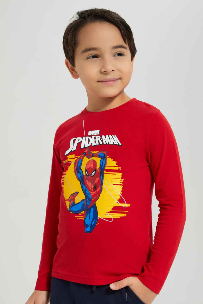 Redtag-Boys-Red-Spiderman-Character-Long-Sleeve-T-Shirt-BOY-T-Shirts,-Category:T-Shirts,-CHA,-Colour:Red,-Deals:New-In,-Dept:Boys,-Filter:Boys-(2-to-8-Yrs),-New-In-BOY-APL,-Non-Sale,-S23A,-Section:Boys-(0-to-14Yrs),-TBL-Boys-2 to 8 Years