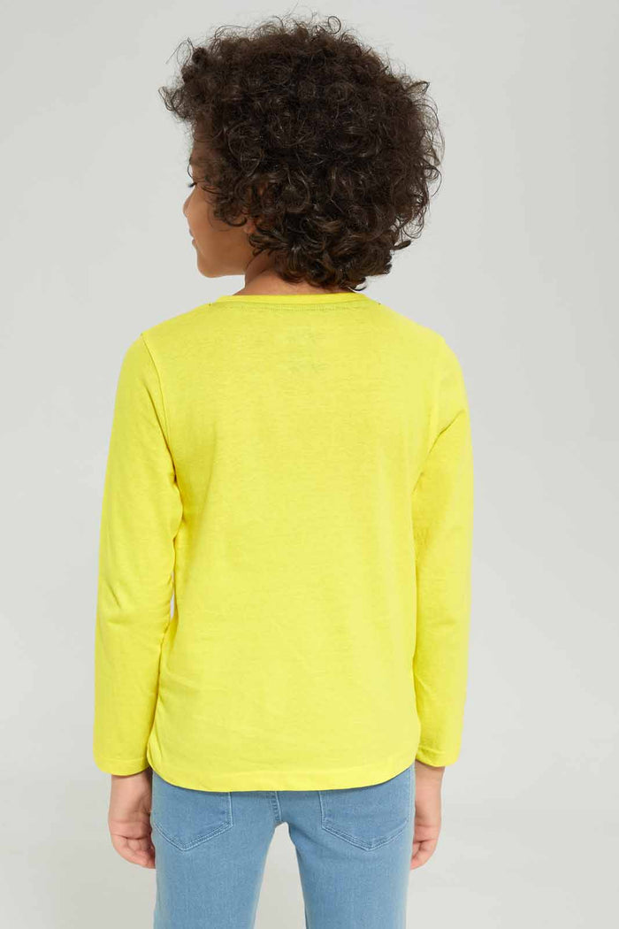 Redtag-Boys-Yellow-Spiderman-Character-Long-Sleeve-T-Shirt-BOY-T-Shirts,-Category:T-Shirts,-CHA,-Colour:Yellow,-Deals:New-In,-Dept:Boys,-Filter:Boys-(2-to-8-Yrs),-New-In-BOY-APL,-Non-Sale,-S23A,-Section:Boys-(0-to-14Yrs),-TBL-Boys-2 to 8 Years