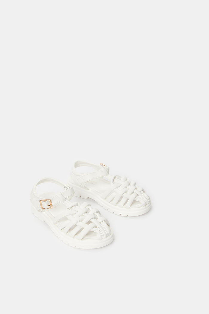 Redtag-White-Fisherman-Sandal-Category:Sandals,-Colour:White,-Daytime,-Deals:New-In,-Filter:Girls-Footwear-(5-to-14-Yrs),-FOOGSRSAFSAN,-GSR-Sandals,-H1:FOO,-H2:GSR,-H3:SAF,-H4:SAN,-Iftar,-N/A,-New-In-GSR-FOO,-Non-Sale,-RMD-WHOLE-DAY,-S23A,-Season:S23A,-Section:Girls-(0-to-14Yrs)-Senior-Girls-5 to 14 Years