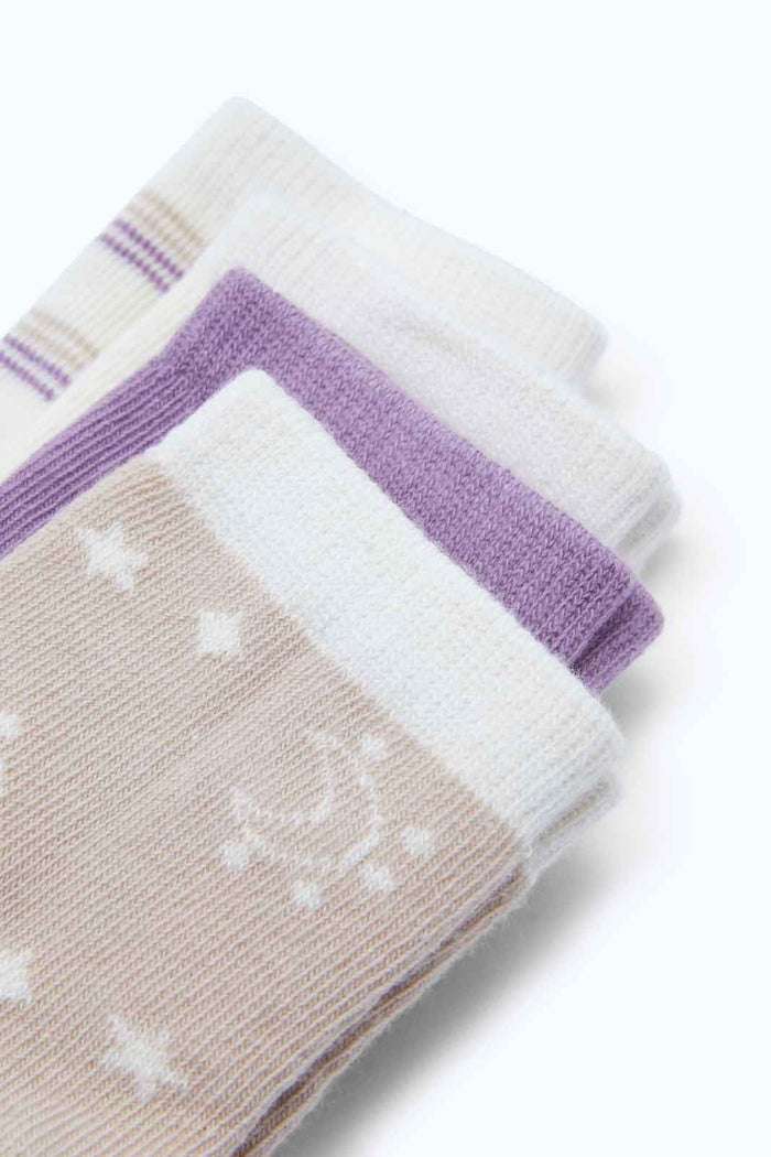 Redtag-Girls-Purple-And-Brown-Ankle-Length-Infant-Socks--Pack-Of-4-365,-Category:Socks,-Colour:Assorted,-Deals:2-FOR-37,-Deals:New-In,-Dept:Girls,-Filter:Infant-Girls-(3-to-24-Mths),-ING-Socks,-New-In-ING-APL,-Non-Sale,-Section:Girls-(0-to-14Yrs)-Infant-Girls-3 to 24 Months