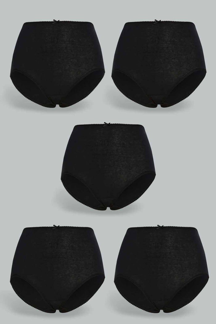 Redtag-Women-Black-Mama-Brief-(5-Pack)-365,-Category:Briefs,-Colour:Black,-Deals:New-In,-Dept:Ladieswear,-Filter:Women's-Clothing,-New-In-Women-APL,-Non-Sale,-Section:Women,-Women-Briefs--