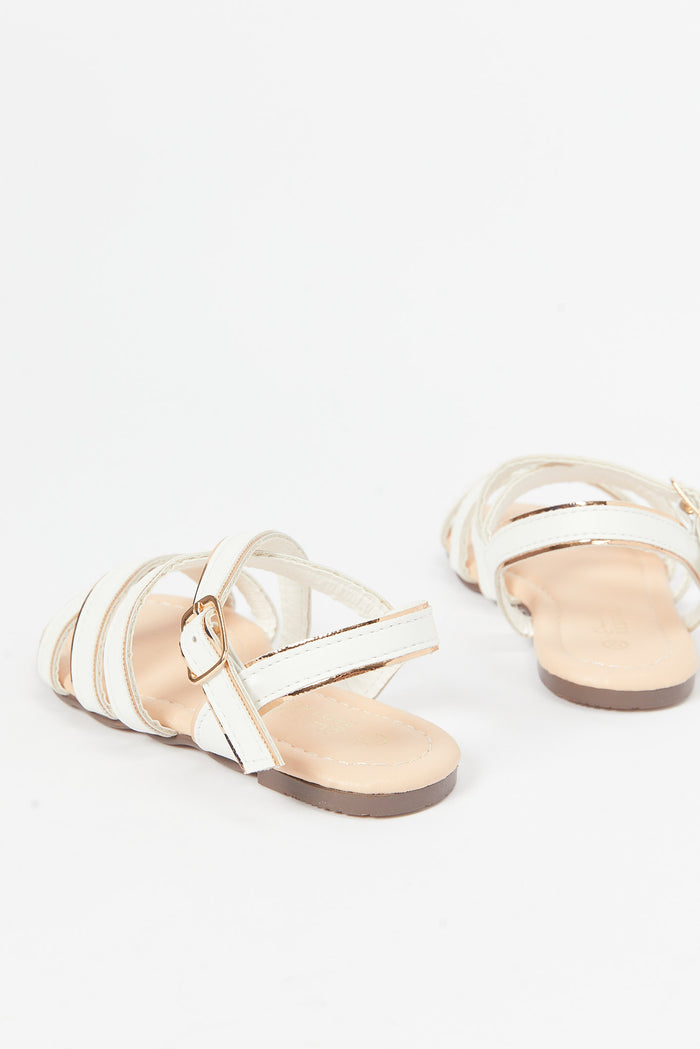Redtag-White-Crossover-Strap-Sandal(Repeat)-Category:Shoes,-Colour:White,-Deals:New-In,-Filter:Girls-Footwear-(3-to-5-Yrs),-GIR-Sandals,-H1:FOO,-H2:GIR,-H3:SAF,-H4:SAN,-N/A,-New-In-GIR-FOO,-Non-Sale,-S23B,-Season:S23B,-Section:Girls-(0-to-14Yrs)-Girls-3 to 5 Years